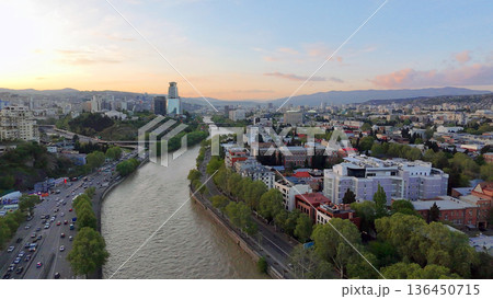 anorama of Tbilisis with Kura river anorama of Tbilisis with Kura river 136450715