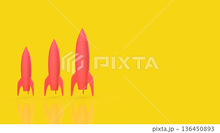 Startup Growth Stages With Three Rocket Launches 3d render. Startup Growth Stages With Three Rocket Launches 3d render. 136450893