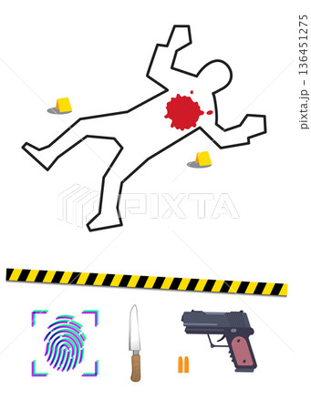 Crime investigation scene elements stock illustration 136451275