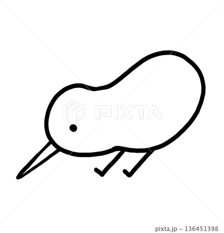 ゆるいキウイバードの線画 136451398