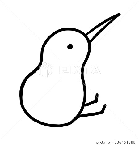 ゆるいキウイバードの線画 136451399