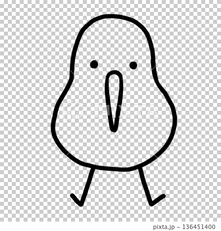 一幅幾維鳥的線條簡略畫。 136451400