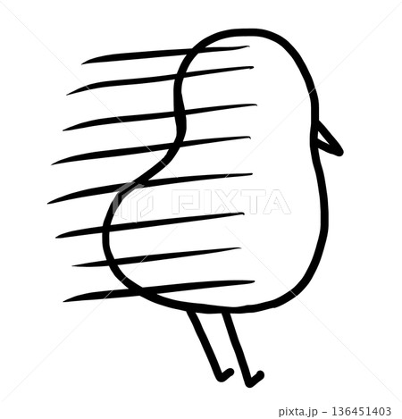 ゆるいキウイバードの線画 136451403