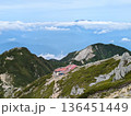 木曽駒ケ岳から頂上木曽小屋を見下ろす 136451449
