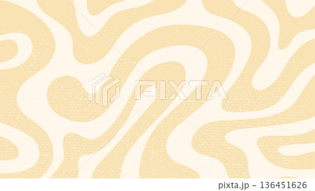 A horizontal minimalist background featuring cream and white wavy in a retro 70s groovy style with subtle texture. 136451626