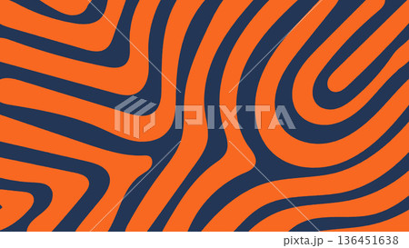 Abstract Hand Drawn Orange and Dark Blue Contour Banner Background.Vector Illustration 136451638