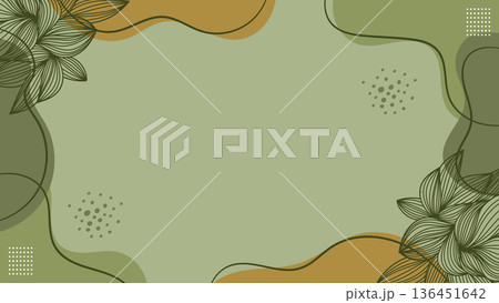 Green Nature Banner with Hand Drawn Botanical Leaves. Vector Illustration Green Nature Banner with Hand Drawn Botanical Leaves. Vector Illustration 136451642