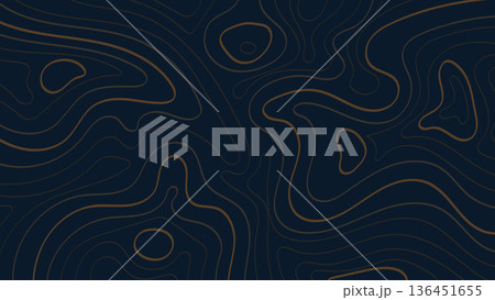 Abstract Topographic Banner Blue Background with Gold Line.Vector Illustration 136451655