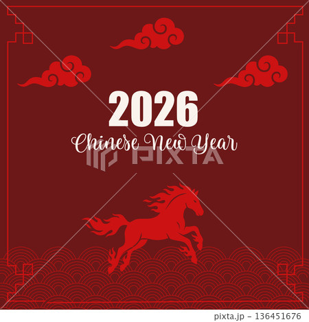 Chinese New Year 2026 Year of the Horse.Vector Illustration Chinese New Year 2026 Year of the Horse.Vector Illustration 136451676
