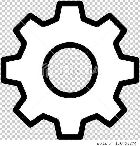 A simple line drawing icon of a gear representing settings 136451874