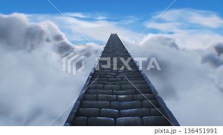 stairway to heaven. paradise, eden gates. Religious concept. 3d rendering. stairway to heaven. paradise, eden gates. Religious concept. 3d rendering. 136451991