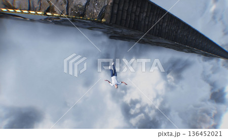 a sinner man fall from heaven to hell. Religious. concept. 3d rendering. 136452021