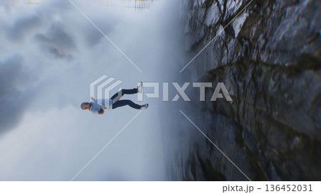a sinner man fall from heaven to hell. Religious. concept. 3d rendering. 136452031