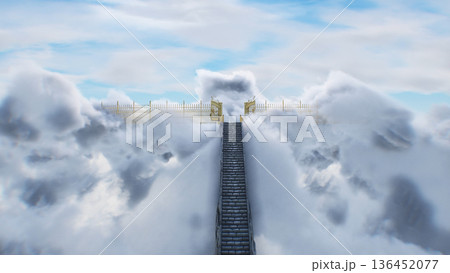 stairway to heaven. paradise, eden gates. Religious concept. 3d rendering. 136452077