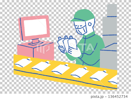 Worker checking quality on the production line_Color 136452734