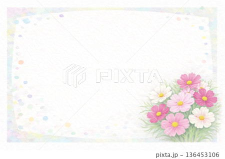 フレーム素材　花　コスモス 136453106