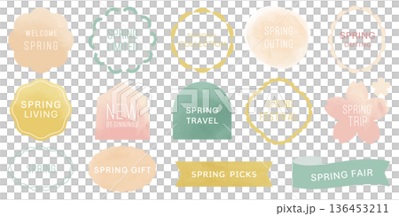 Spring sale badge and label template set (pastel colors) Spring sale badge and label template set (pastel colors) 136453211