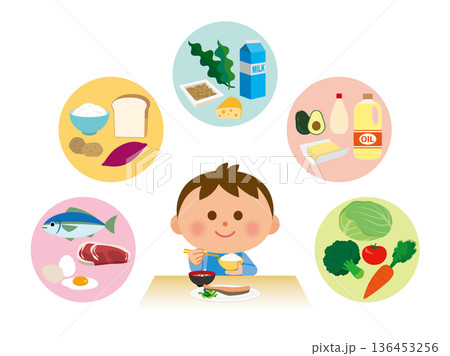 栄養バランスの良い食事と子供 136453256