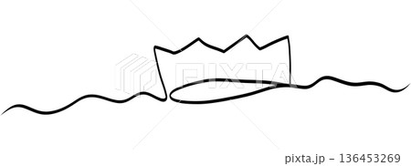 Elegant squiggle line with looping peaks that read as a tiny crown silhouette. Continuous black stroke adds royal accent for princess themes, luxury branding and playful headers on white background. Elegant squiggle line with looping peaks that read as a tiny crown silhouette. Continuous black stroke adds royal accent for princess themes, luxury branding and playful headers on white background. 136453269