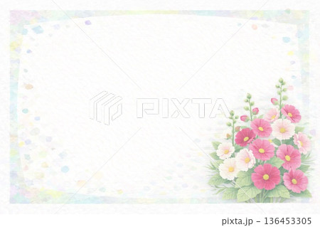 フレーム素材　花　タチアオイ 136453305