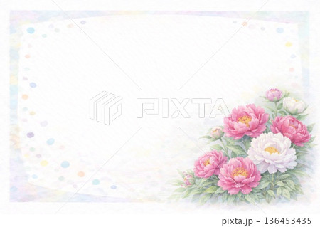 フレーム素材 花 ボタン 牡丹 フレーム素材 花 ボタン 牡丹 136453435