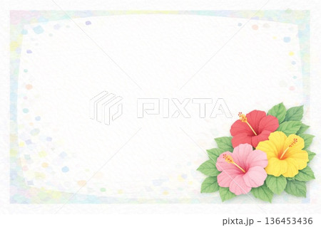 フレーム素材　花　ハイビスカス 136453436