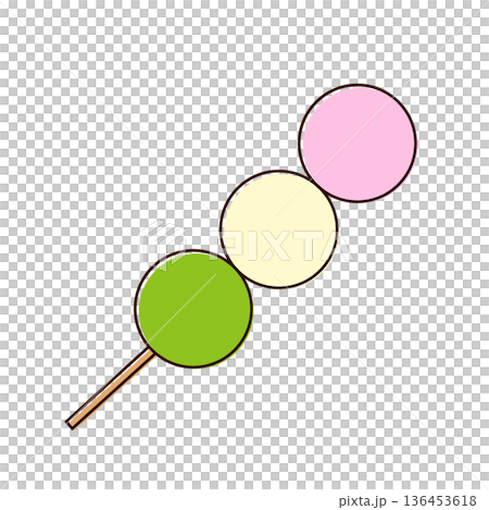 シンプルな三色団子のイラスト シンプルな三色団子のイラスト 136453618