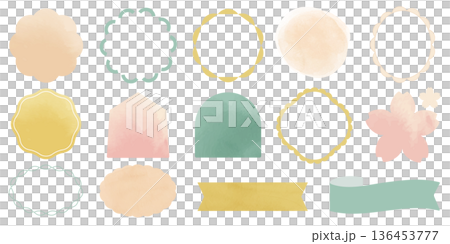 Spring pastel color decorative label badge frame set Spring pastel color decorative label badge frame set 136453777