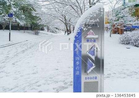 【千葉県千葉市】おゆみ野四季の道・雪の積もる「春の道」 136453845