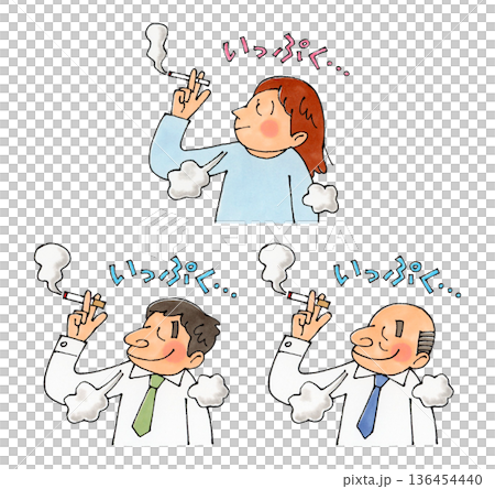 一服する男女セット 一服する男女セット 136454440