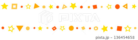 オレンジ色と黄色のかわいい模様のライン装飾 136454658