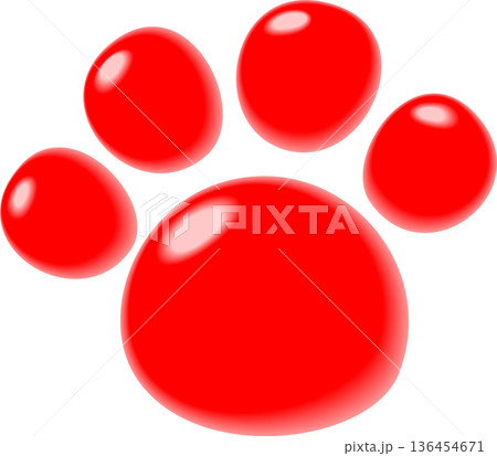 赤色の犬のぷっくり足跡 赤色の犬のぷっくり足跡 136454671