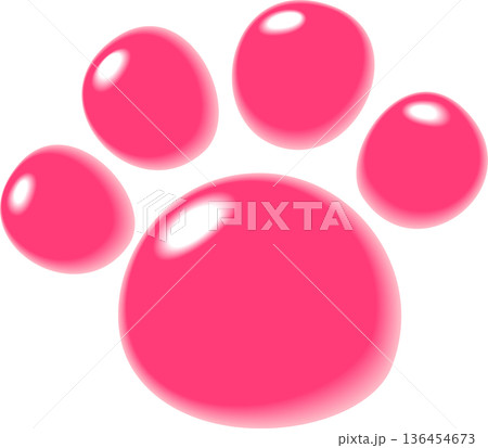 濃いピンクの犬のぷっくり足跡 136454673