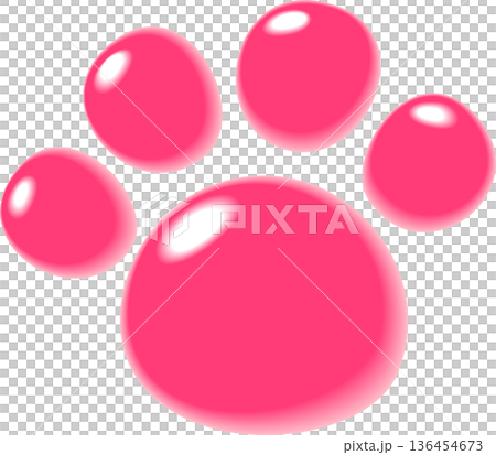 濃いピンクの犬のぷっくり足跡 136454673