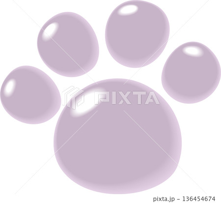 淡い紫色の犬のぷっくり足跡 136454674