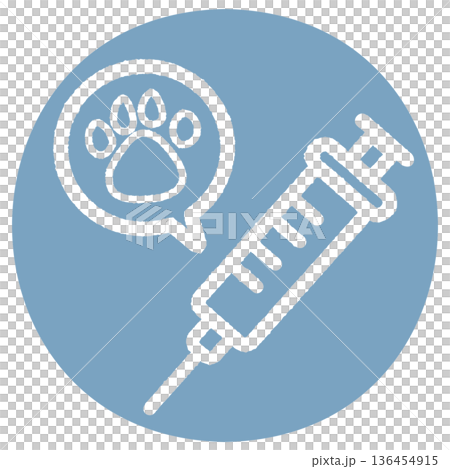 シンプルでかわいい注射器のアイコン・ペット肉球 ブルー 136454915