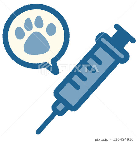 シンプルでかわいい注射器のアイコン・ペット肉球 カラー 136454916
