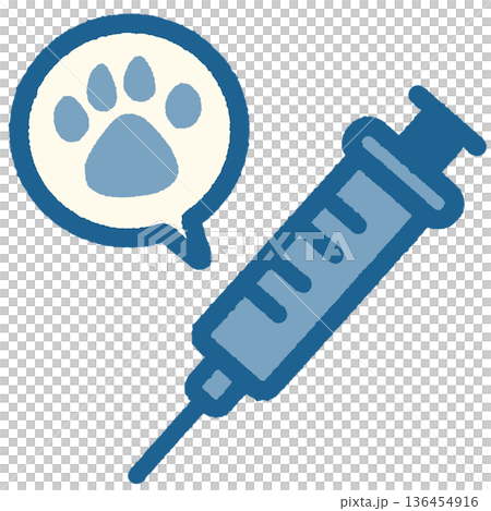 シンプルでかわいい注射器のアイコン・ペット肉球 カラー 136454916