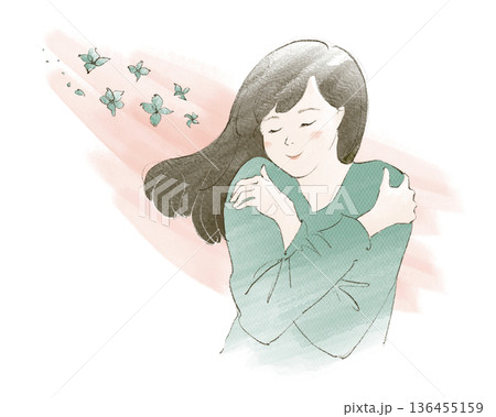 セルフハグをする女性 136455159
