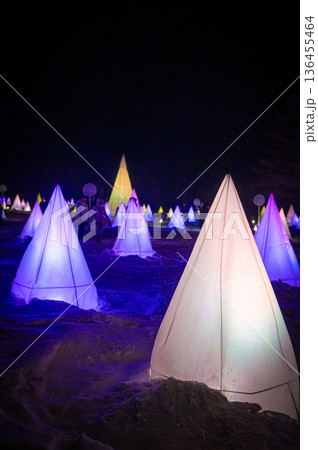 北海道音更町 冬の彩凛花イルミネーションイベントの夜景風景 北海道音更町 冬の彩凛花イルミネーションイベントの夜景風景 136455464