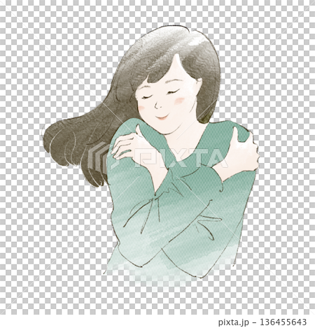 A woman hugging herself A woman hugging herself 136455643