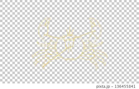 蟹座の線画イラスト(ゴールド色で蟹の絵と星座線、線のみで塗りなし) 蟹座の線画イラスト(ゴールド色で蟹の絵と星座線、線のみで塗りなし) 136455841
