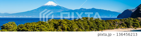 御浜岬と富士山　パノラマ【静岡県沼津市】 136456213