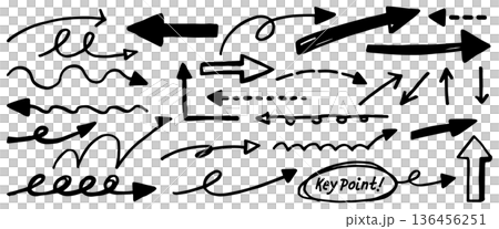 Pop hand-drawn arrow illustration material - black 136456251
