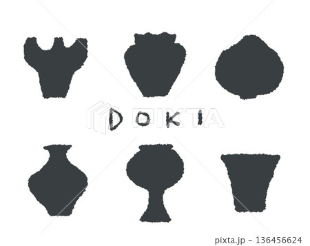 アイコンやシンボルマークとして、デザイン時に使いやすい手描きならではのイラスト・土器 136456624