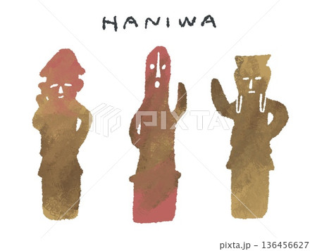 アイコンやシンボルマークとして、デザイン時に使いやすいカラフルな手描きイラスト・ハニワ 136456627