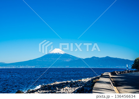 潮風のベンチからの富士山【静岡県沼津市】 136456634