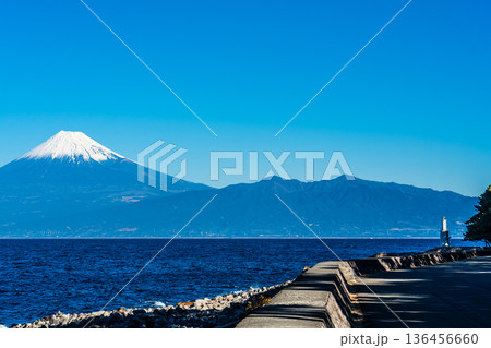 潮風のベンチからの富士山【静岡県沼津市】 潮風のベンチからの富士山【静岡県沼津市】 136456660