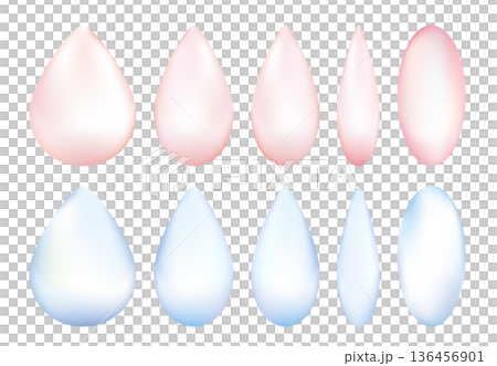 A set of vector icons in the shape of a teardrop with a sizzling feel. Available in two colors: pink and blue. 136456901