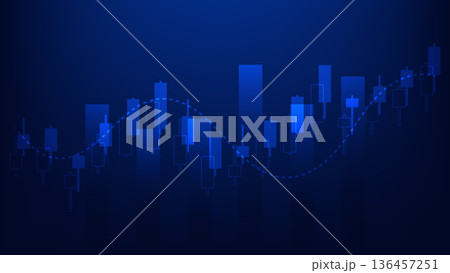business growth and financial investment. stock market candlesticks and bar chart on blue background 136457251